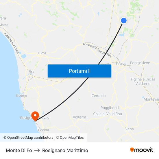 Monte Di Fo to Rosignano Marittimo map