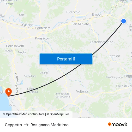 Geppetto to Rosignano Marittimo map