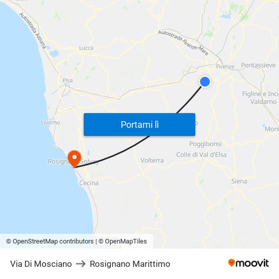 Via Di Mosciano to Rosignano Marittimo map