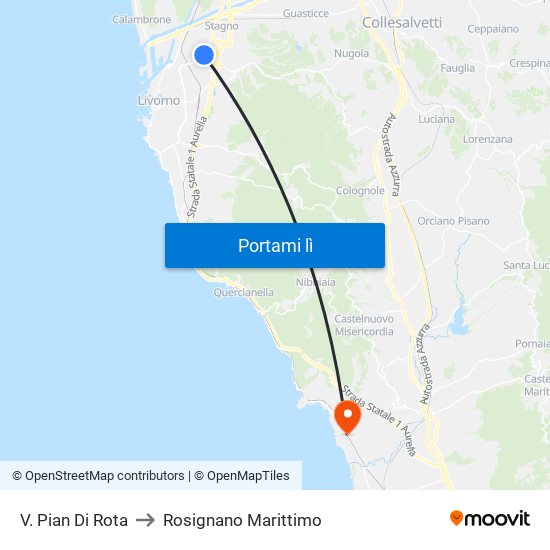 V. Pian Di Rota to Rosignano Marittimo map