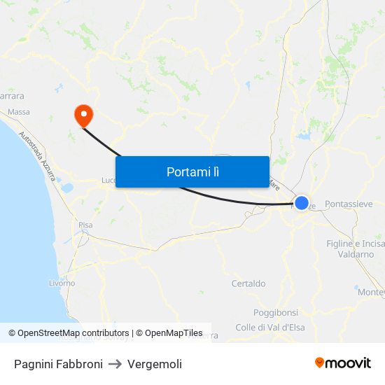 Pagnini Fabbroni to Vergemoli map