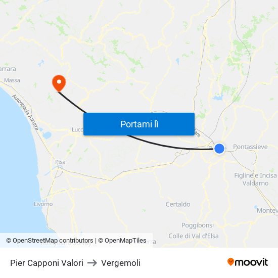 Pier Capponi Valori to Vergemoli map