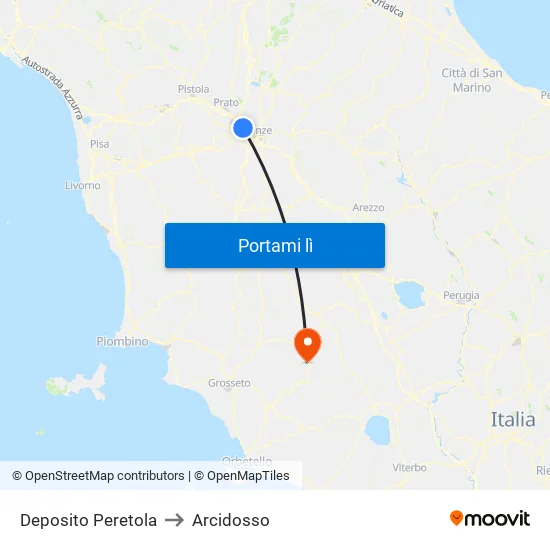 Deposito Peretola to Arcidosso map
