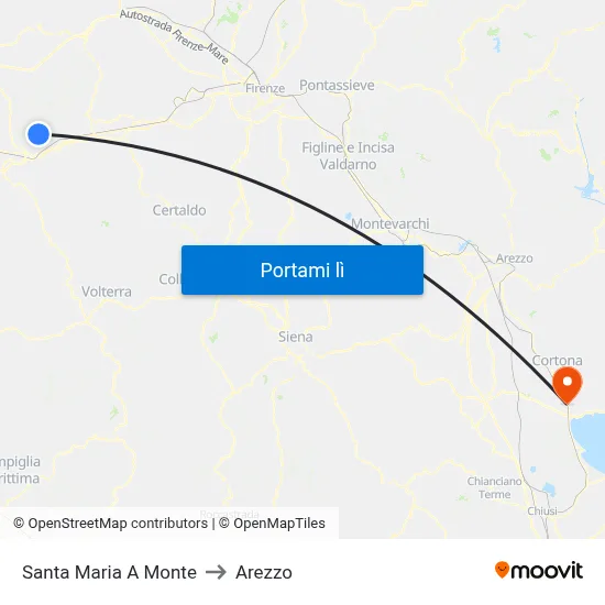 Santa Maria A Monte to Arezzo map
