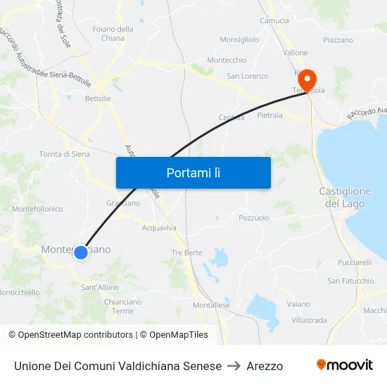 Unione Dei Comuni Valdichiana Senese to Arezzo map