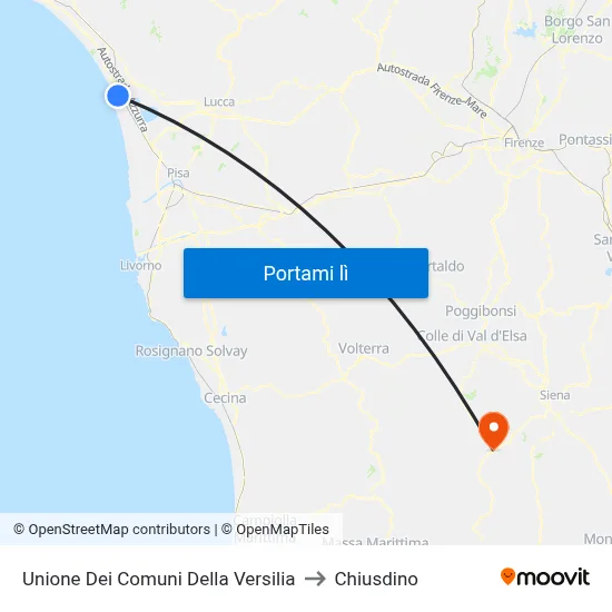 Unione Dei Comuni Della Versilia to Chiusdino map