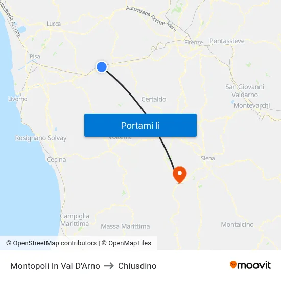 Montopoli In Val D'Arno to Chiusdino map