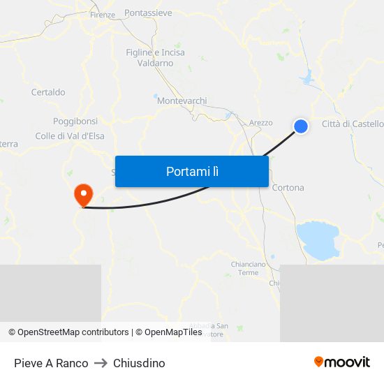 Pieve A Ranco to Chiusdino map