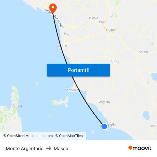 Monte Argentario to Massa map