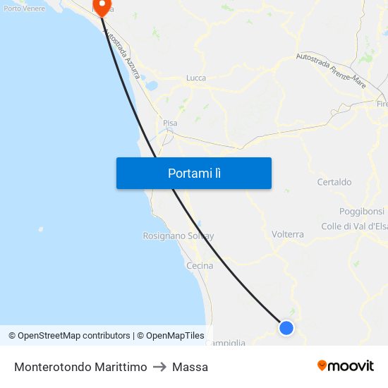 Monterotondo Marittimo to Massa map