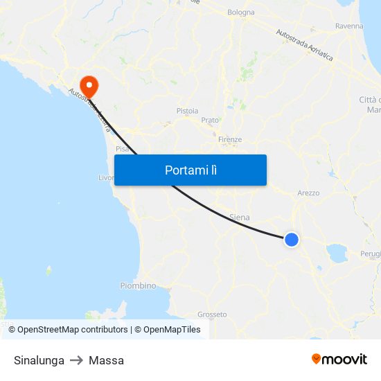 Sinalunga to Massa map