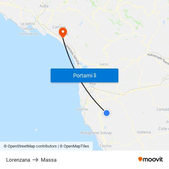 Lorenzana to Massa map