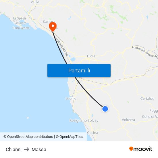 Chianni to Massa map