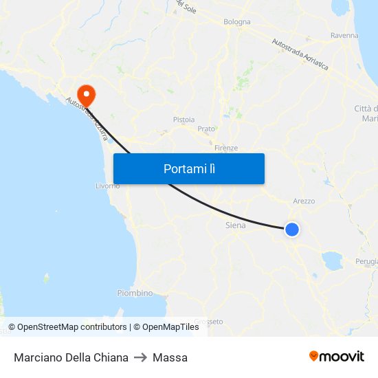 Marciano Della Chiana to Massa map