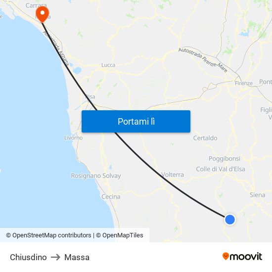 Chiusdino to Massa map