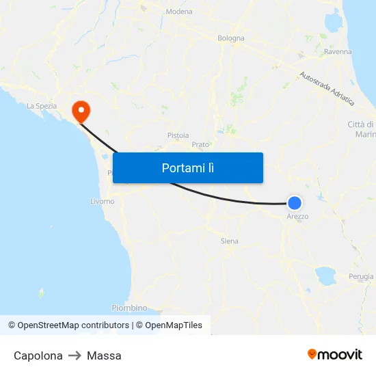 Capolona to Massa map