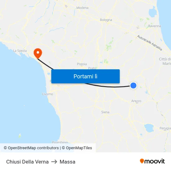 Chiusi Della Verna to Massa map