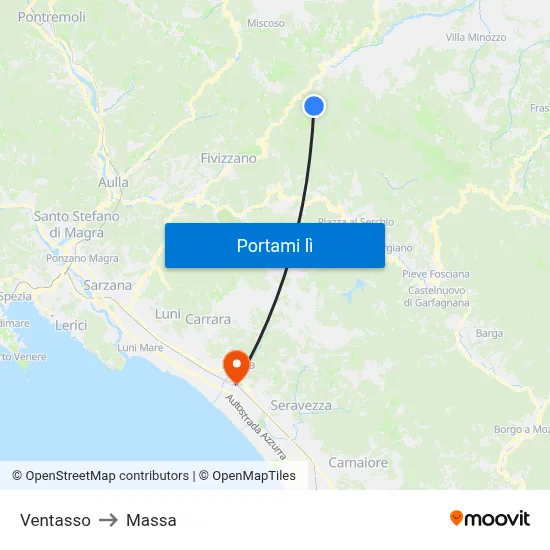 Ventasso to Massa map