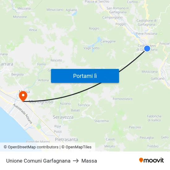 Unione Comuni Garfagnana to Massa map