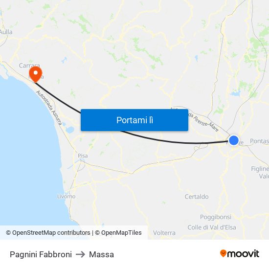 Pagnini Fabbroni to Massa map