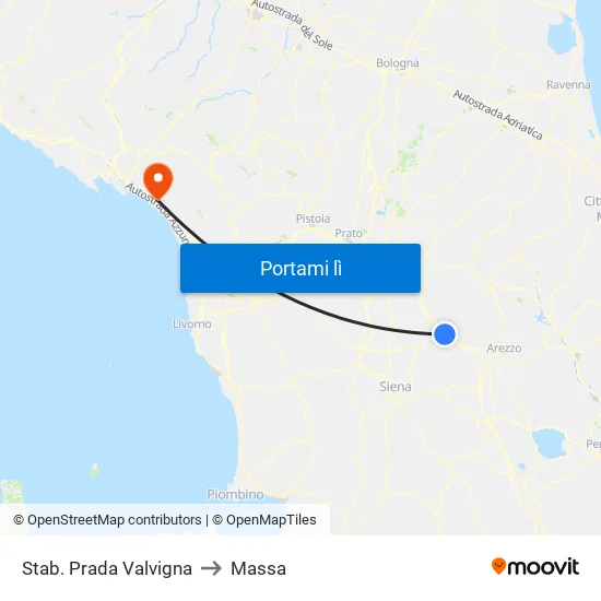 Stab. Prada Valvigna to Massa map
