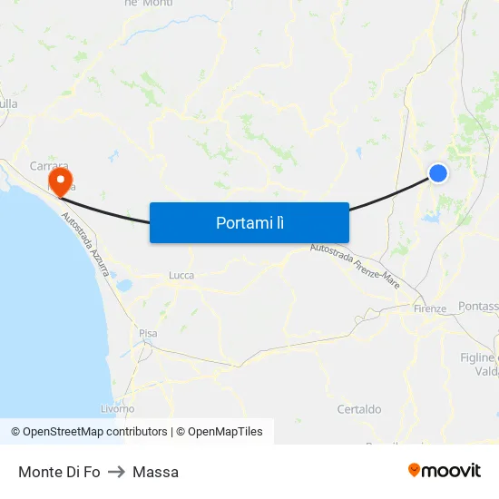 Monte Di Fo to Massa map