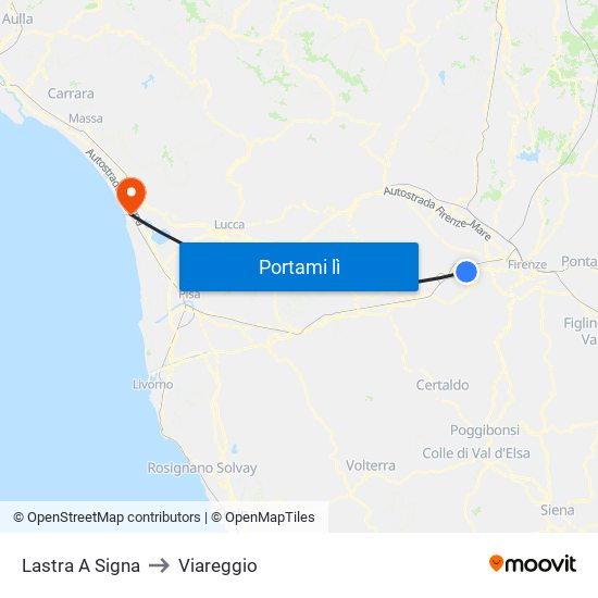 Lastra A Signa to Viareggio map