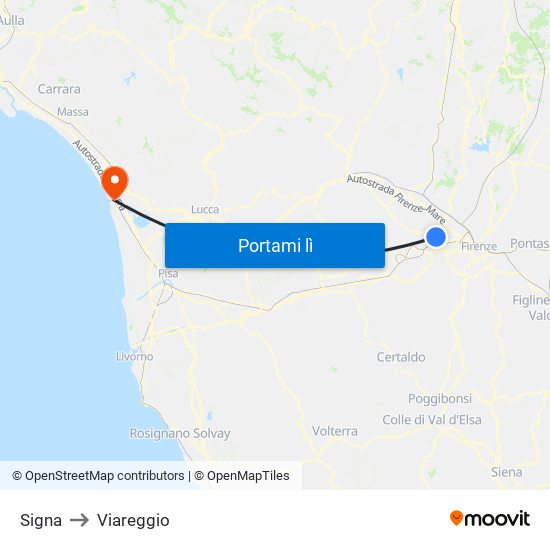 Signa to Viareggio map