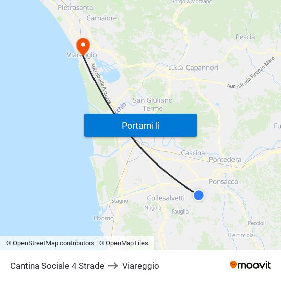 Cantina Sociale 4 Strade to Viareggio map