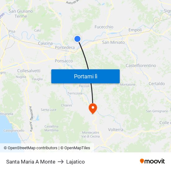 Santa Maria A Monte to Lajatico map