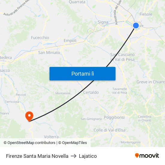 Firenze Santa Maria Novella to Lajatico map