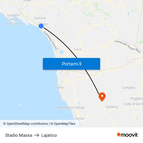 Stadio Massa to Lajatico map