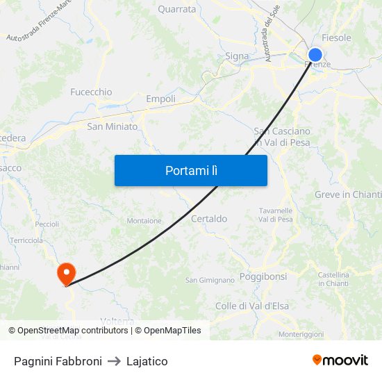 Pagnini Fabbroni to Lajatico map
