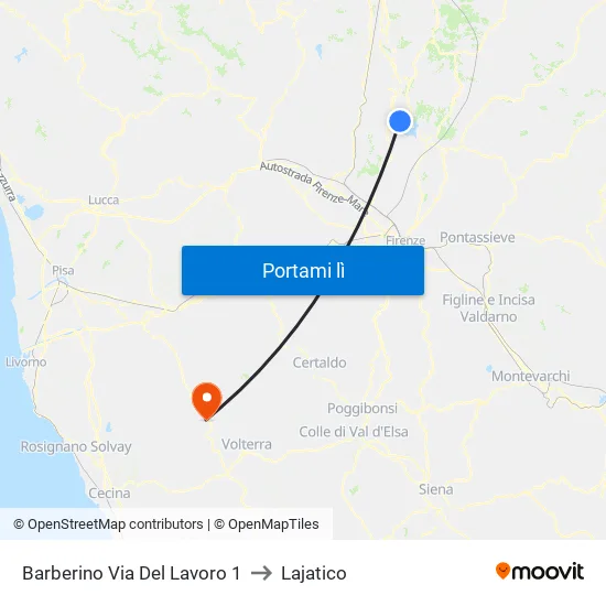 Barberino Via Del Lavoro 1 to Lajatico map