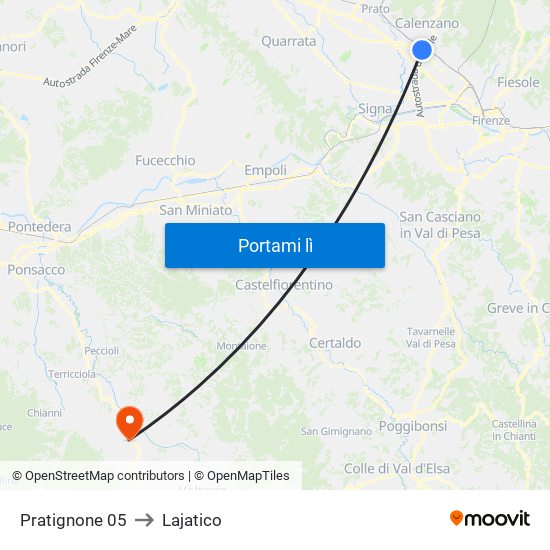 Pratignone 05 to Lajatico map