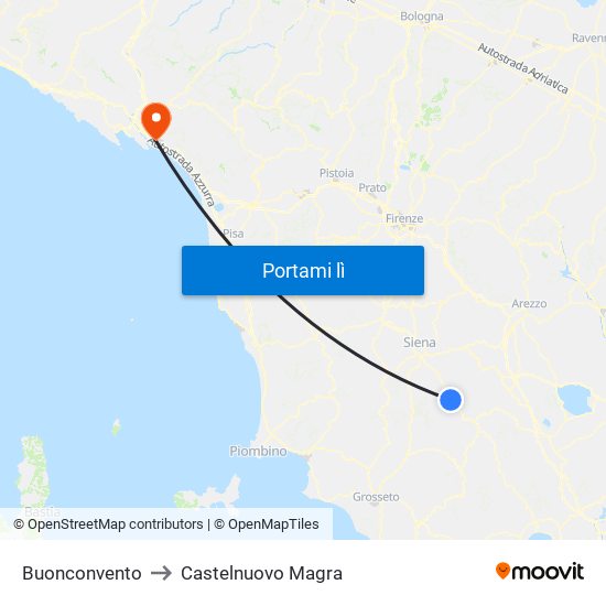 Buonconvento to Castelnuovo Magra map