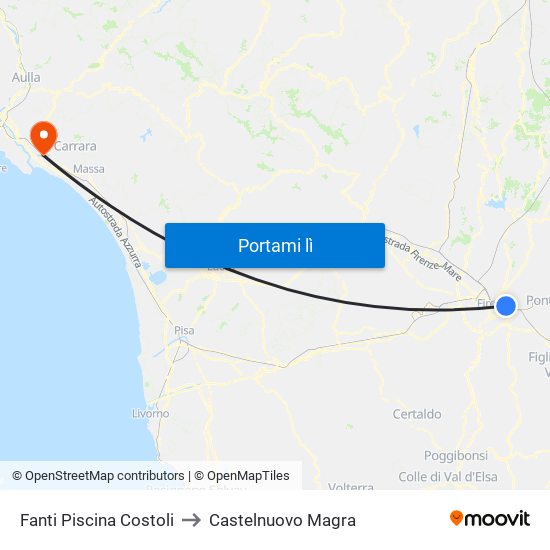 Fanti  Piscina Costoli to Castelnuovo Magra map