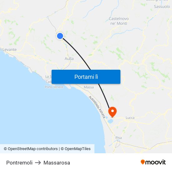 Pontremoli to Massarosa map