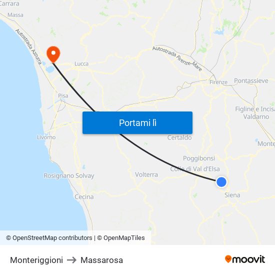 Monteriggioni to Massarosa map