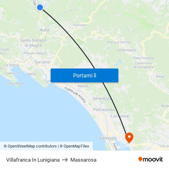 Villafranca In Lunigiana to Massarosa map