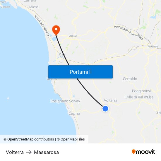 Volterra to Massarosa map
