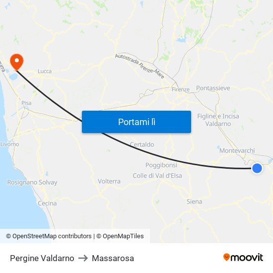 Pergine Valdarno to Massarosa map