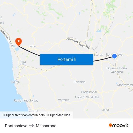 Pontassieve to Massarosa map