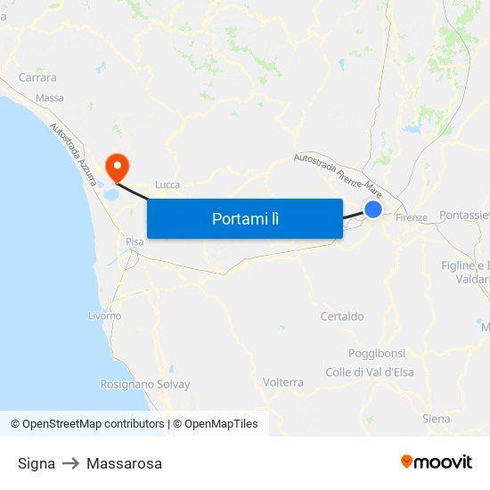 Signa to Massarosa map