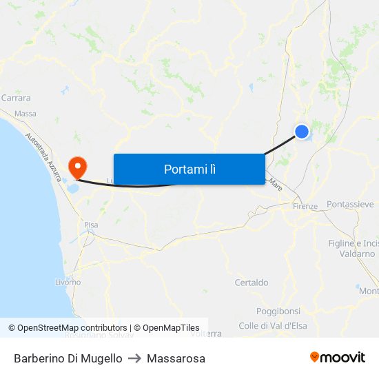 Barberino Di Mugello to Massarosa map