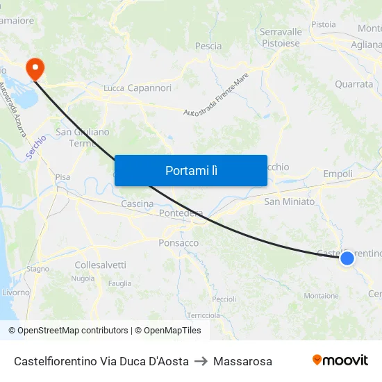 Castelfiorentino Via Duca D'Aosta to Massarosa map