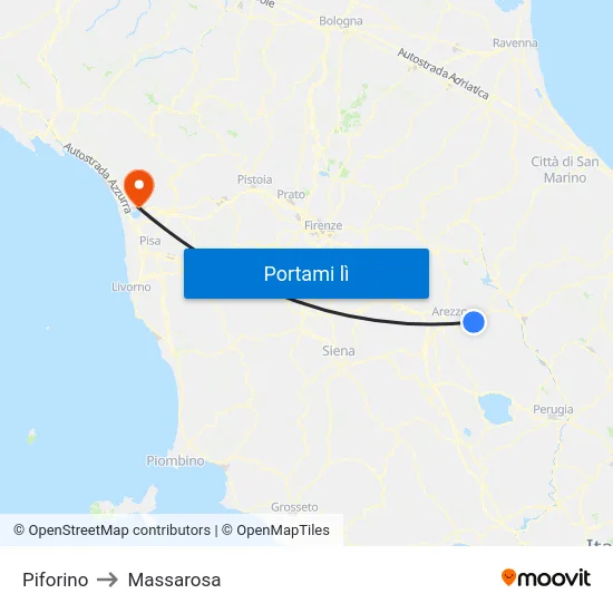 Piforino to Massarosa map