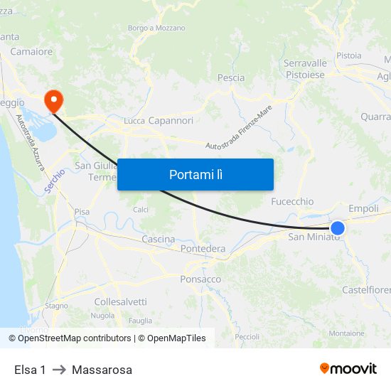 Elsa 1 to Massarosa map