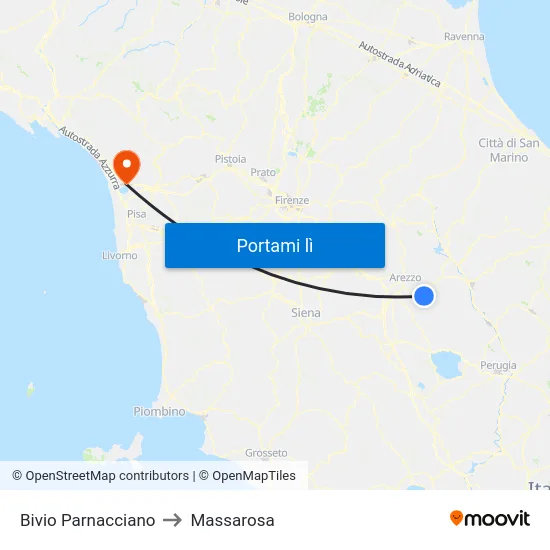 Bivio Parnacciano to Massarosa map