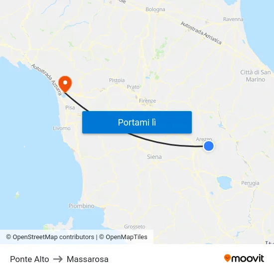 Ponte Alto to Massarosa map